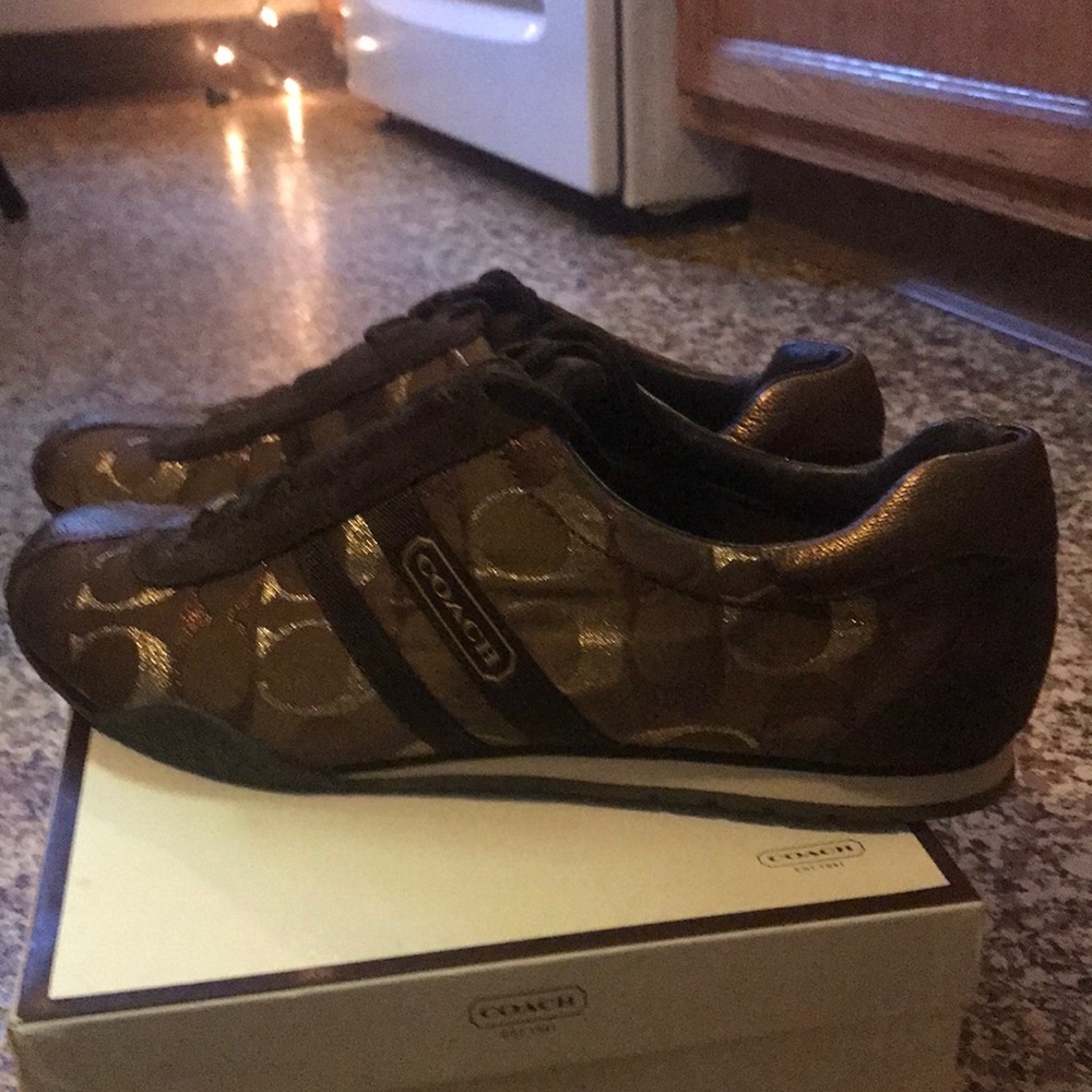 Coach Kate 12CM MET/MET/SD Metallic Bronze and Brown Sneakers - Picture 9 of 16